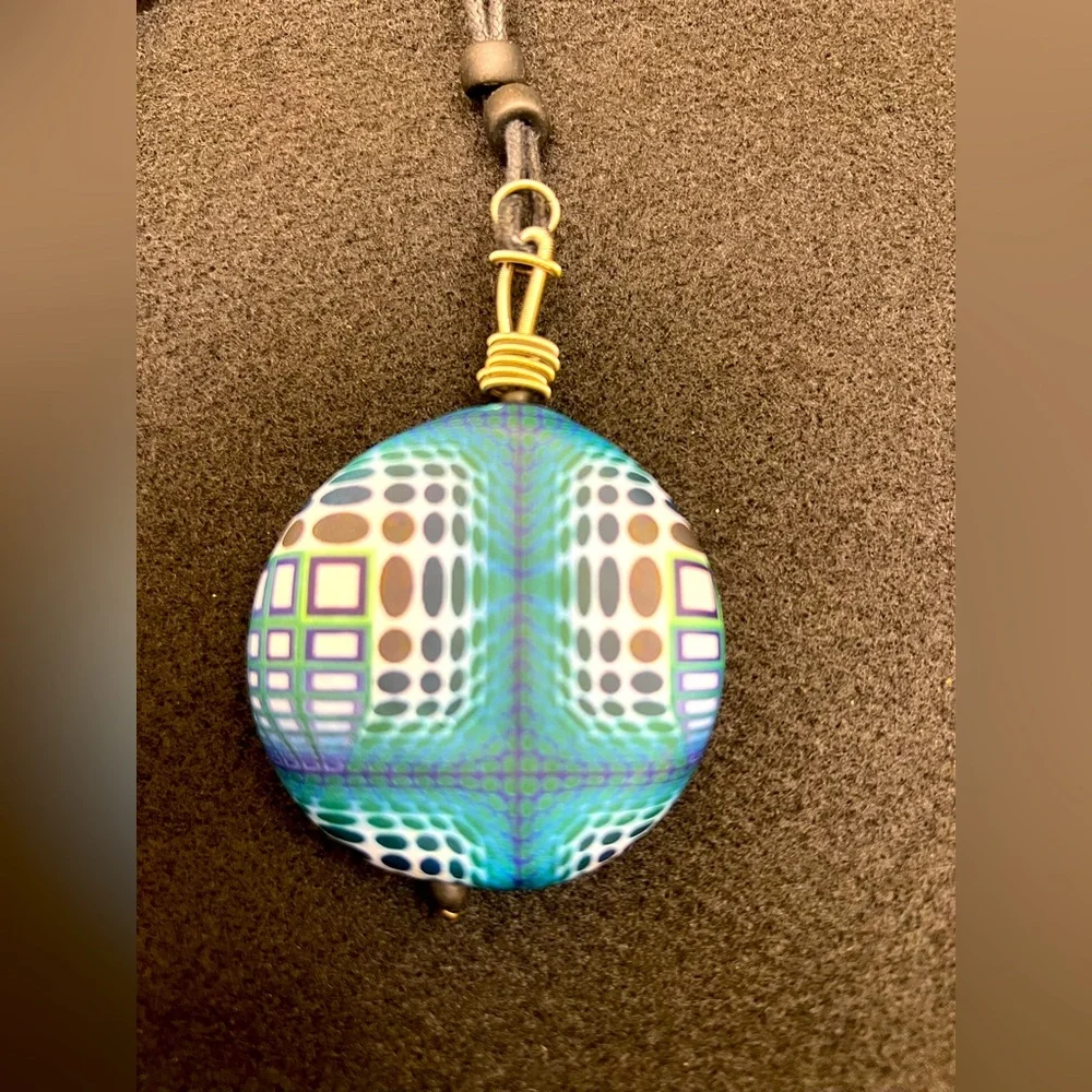 Nason Moretti Murano Mid Century Modern Satinato Satin Pendant Necklace-GORGEOUS - Picture 1 of 6